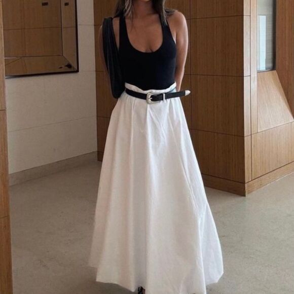 White linen maxi skirt